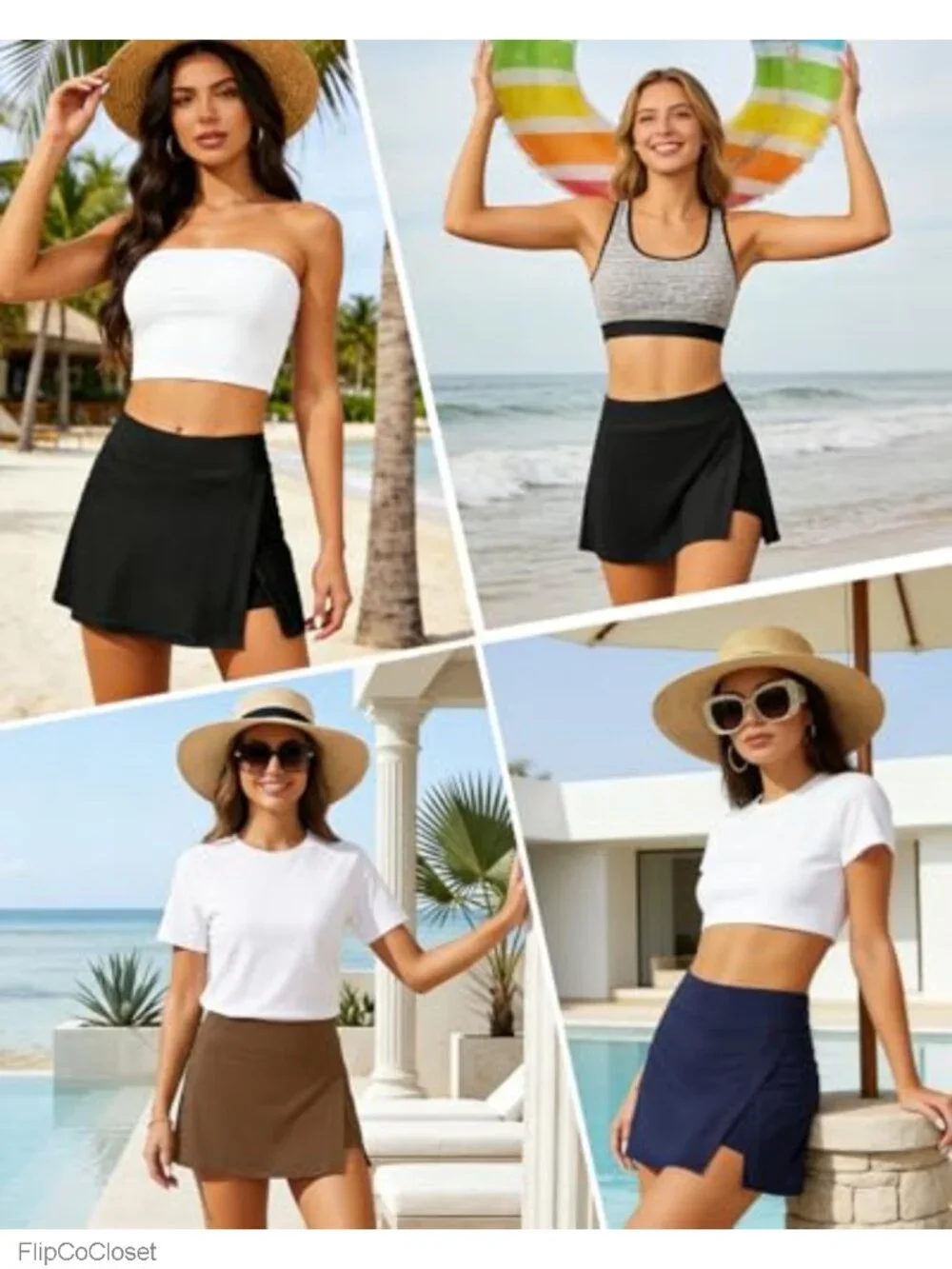 High Waisted Swim Skirt with Built-in Shorts Tummy Control Swim Bottom